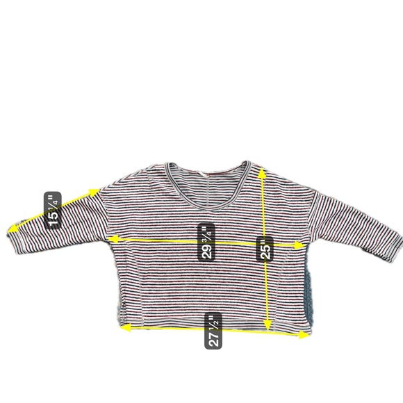 Free People Striped Long Sleeve Knit Top boxy Oversized size Medium - Picture 5 of 6
